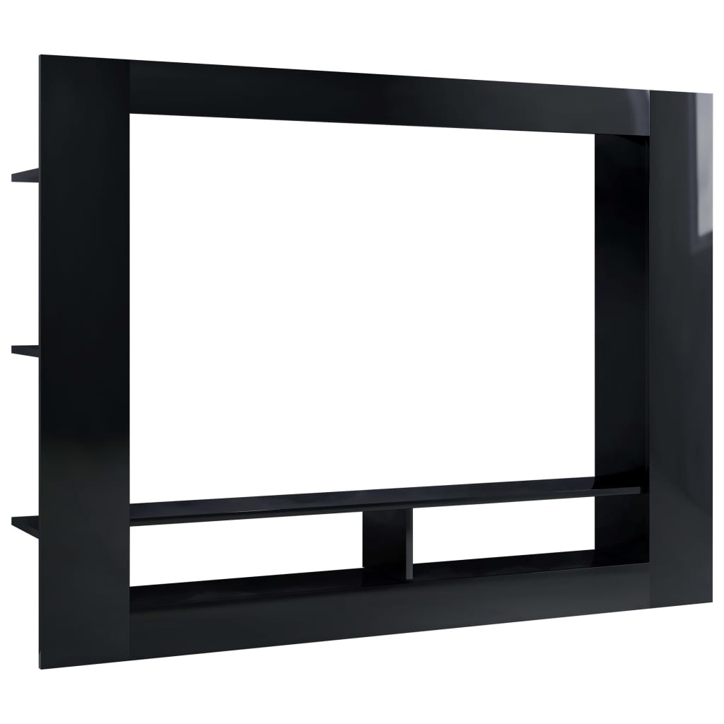 vidaXL TV Stand High Gloss Black 59.8"x8.7"x44.5" Engineered Wood