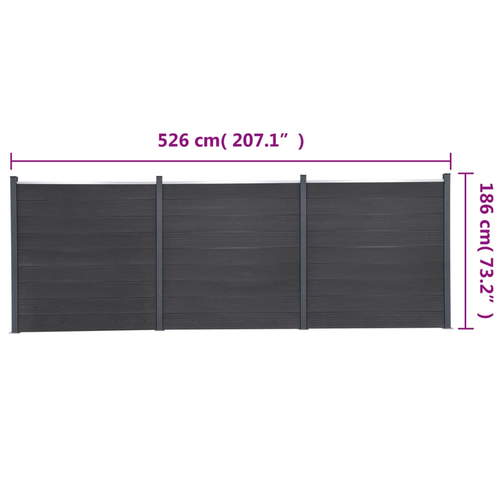 vidaXL Fence Panel Set Gray 207.1"x73.2" WPC