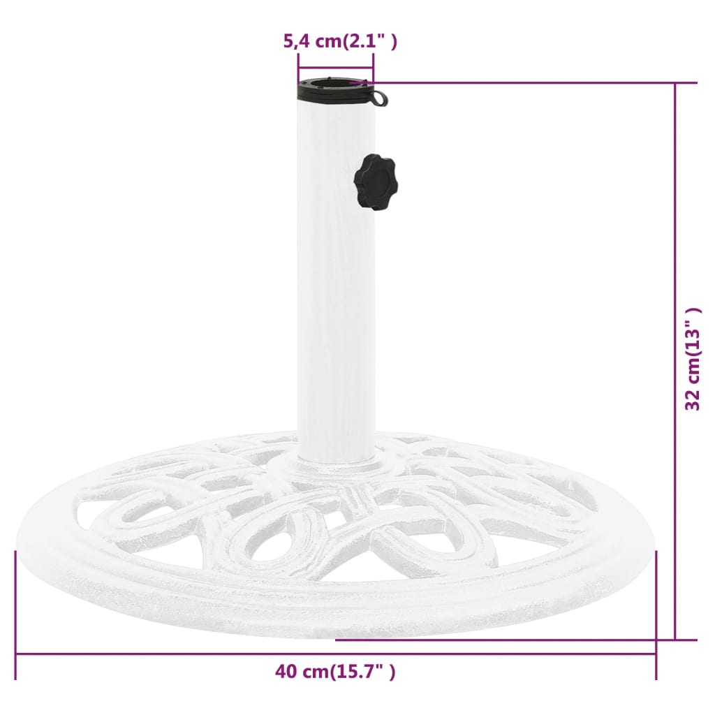 vidaXL Umbrella Base White 15.7"x15.7"x12.6" Cast Iron