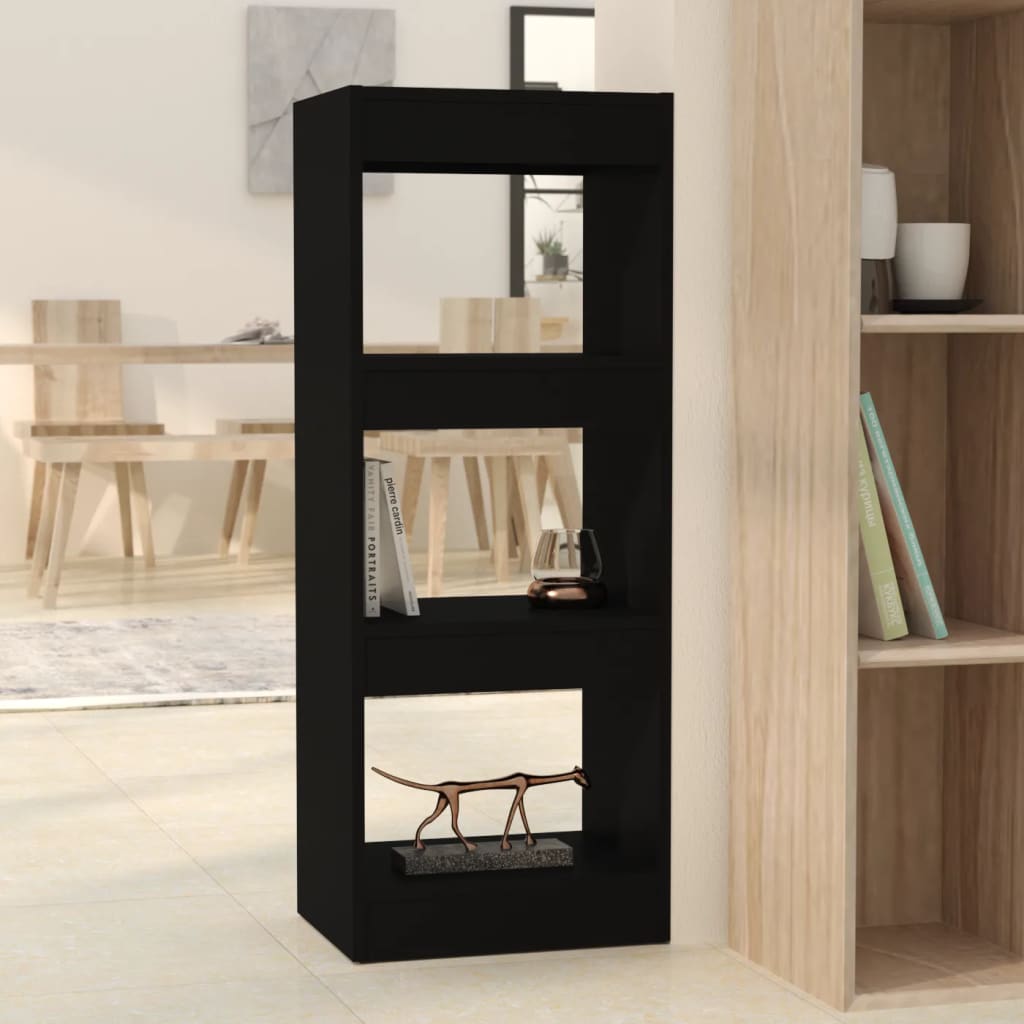 vidaXL Book Cabinet/Room Divider Black 15.7"x11.8"x40.6" Engineered Wood