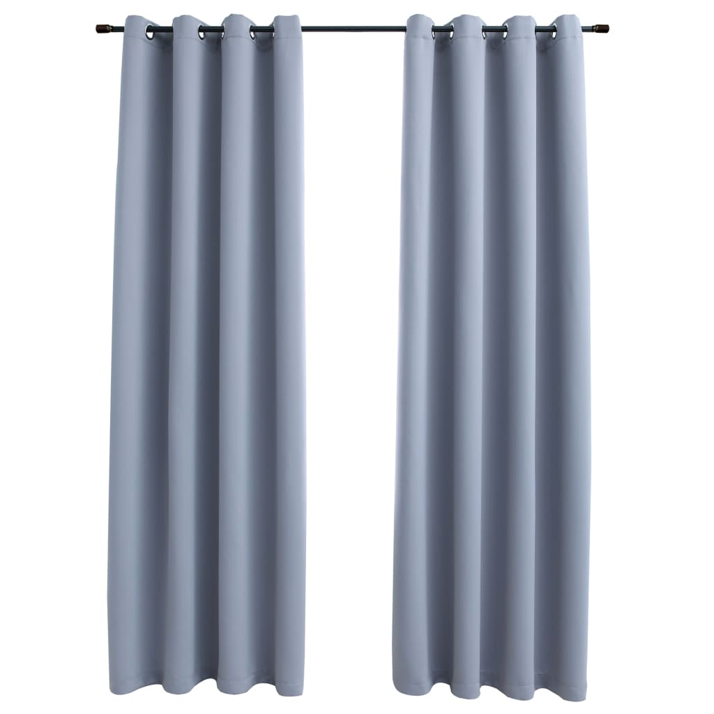 vidaXL Blackout Curtains with Rings 2 pcs Gray 54"x63" Fabric