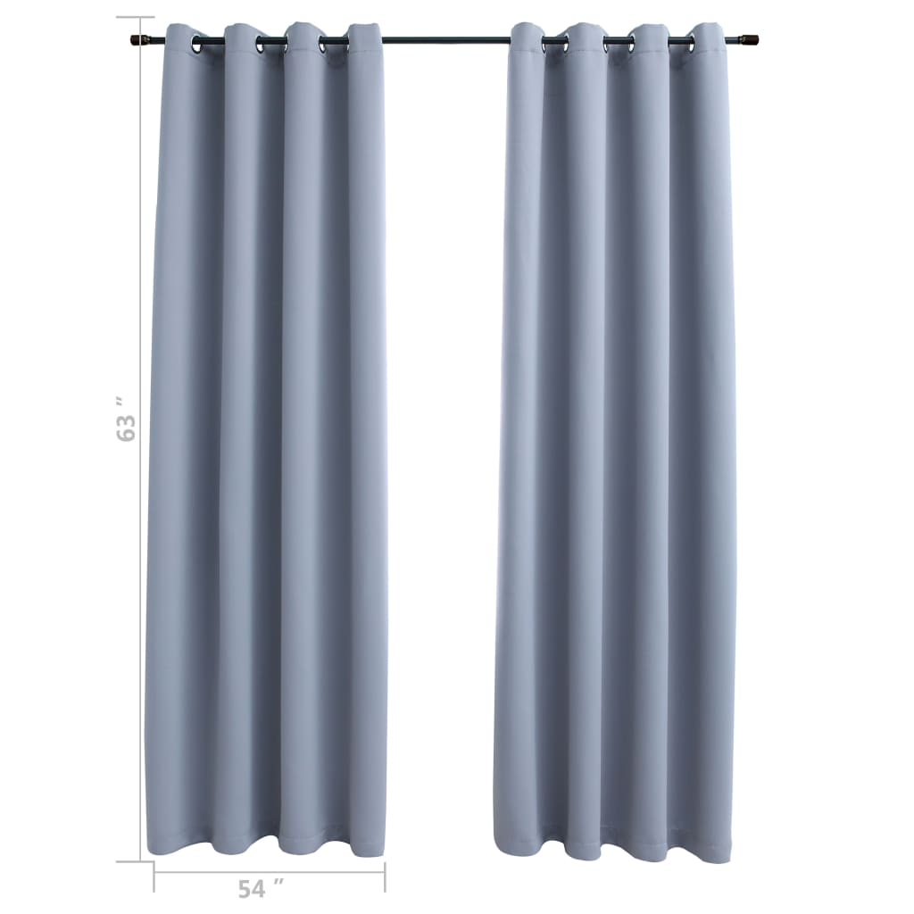 vidaXL Blackout Curtains with Rings 2 pcs Gray 54"x63" Fabric