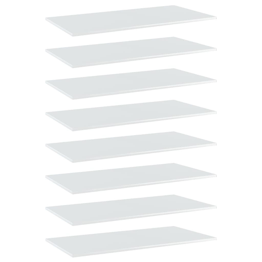 vidaXL Bookshelf Boards 8 pcs High Gloss White 31.5"x7.9"x0.6" Chipboard