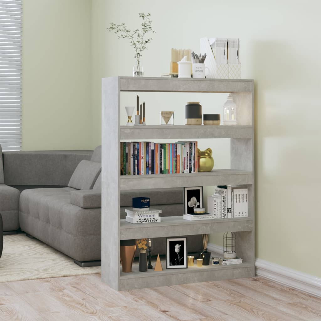 vidaXL Book Cabinet/Room Divider Concrete Gray 39.4"x11.8"x53.1"