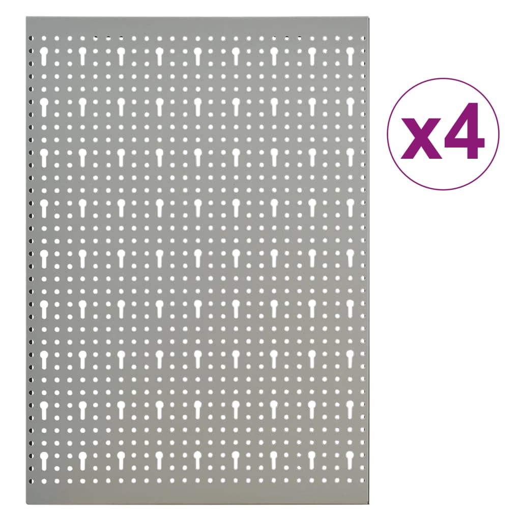 vidaXL Wall-mounted Peg Boards 4 pcs 15.7"x22.8" Steel