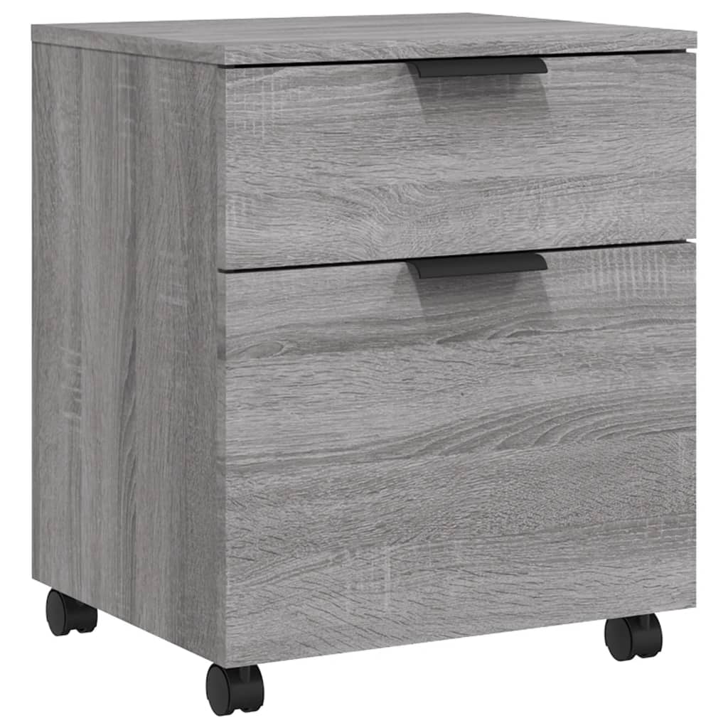 vidaXL Mobile File Cabinet with Wheels Gray Sonoma 17.7"x15"x21.3" Engineered Wood