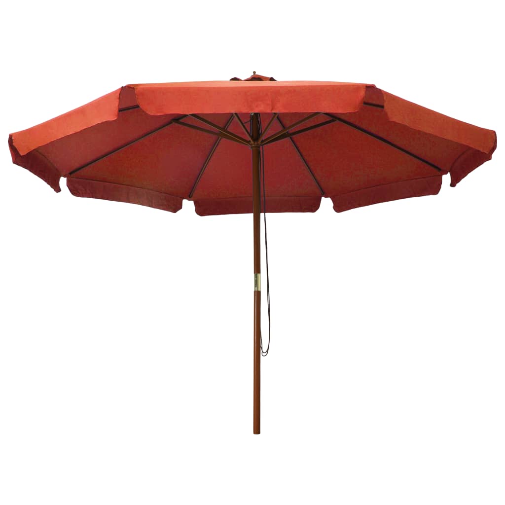 vidaXL Outdoor Parasol with Wooden Pole 129.9" Terracotta