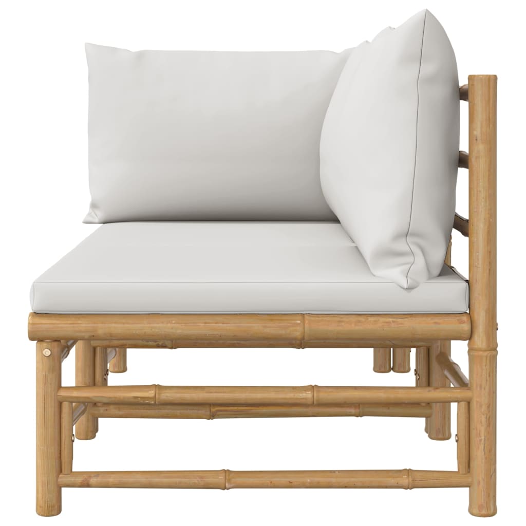 vidaXL 2 Piece Patio Lounge Set with Light Gray Cushions Bamboo