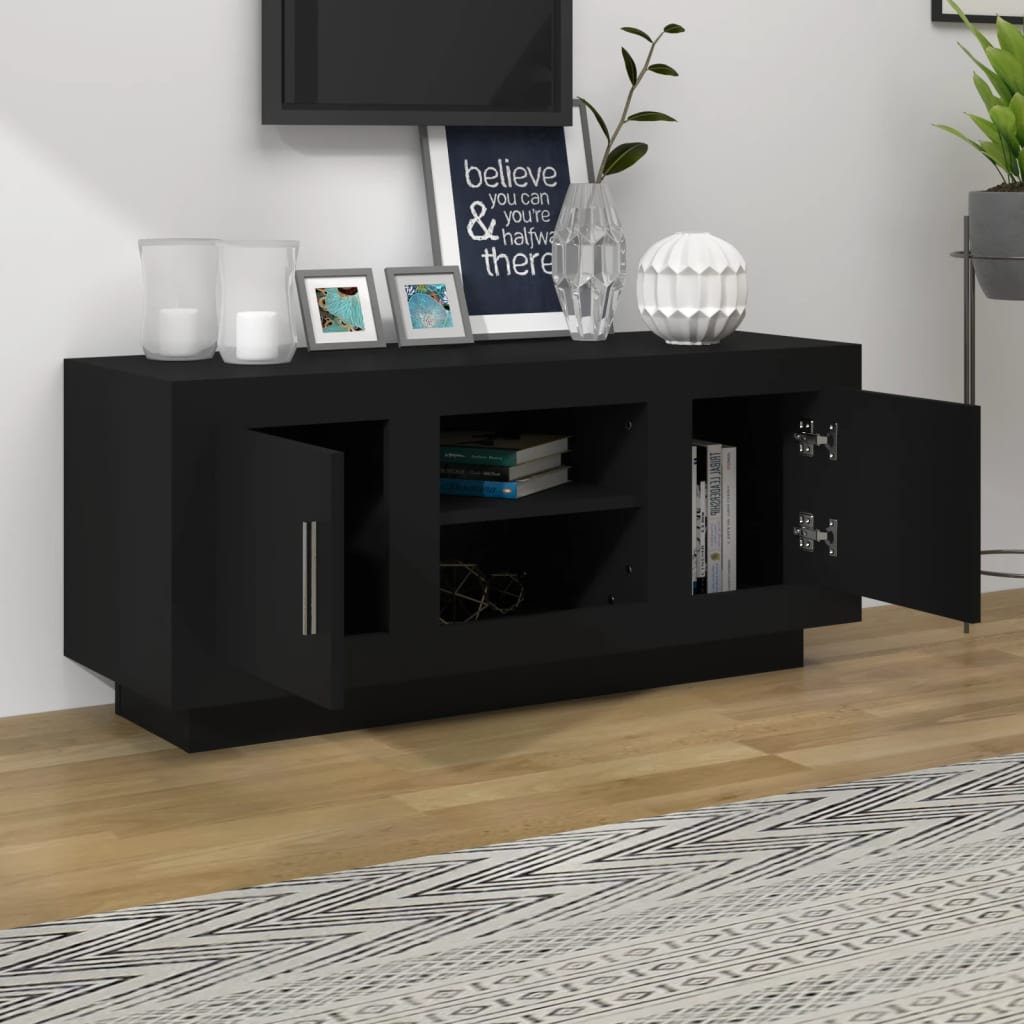 vidaXL TV Cabinet Black 40.2"x13.8"x17.7" Engineered Wood