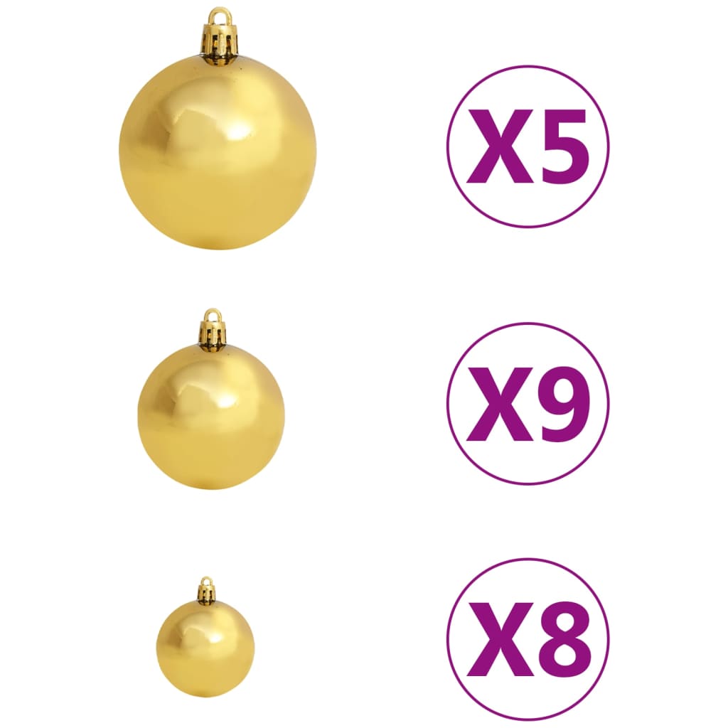 vidaXL Artificial Christmas Tree with LEDs&Ball Set Silver 47.2" PET (329187+330095)