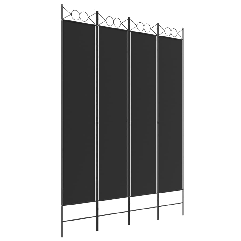 vidaXL 4-Panel Room Divider Black 63"x86.6" Fabric