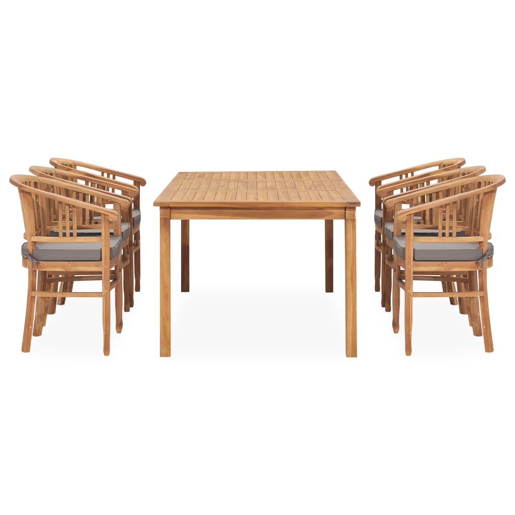 vidaXL 7 Piece Patio Dining Set with Cushions Solid Teak Wood
