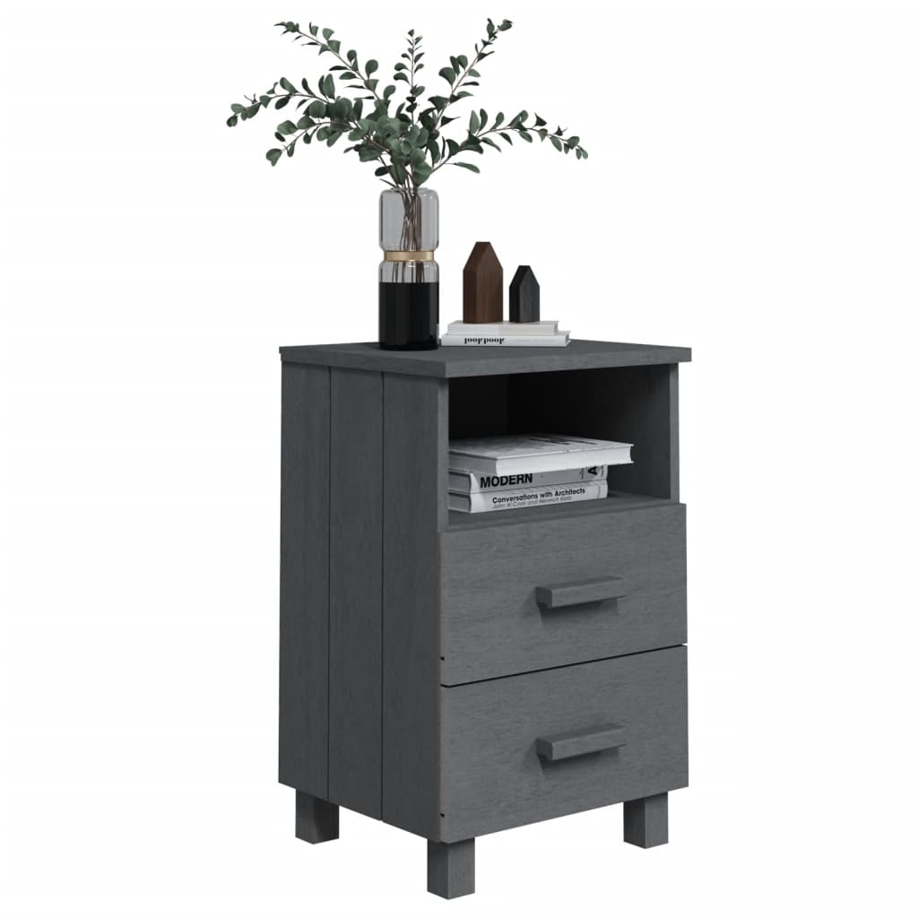 vidaXL Bedside Cabinets 2 pcs Dark Gray 15.7"x13.8"x24.4" Solid Wood Pine