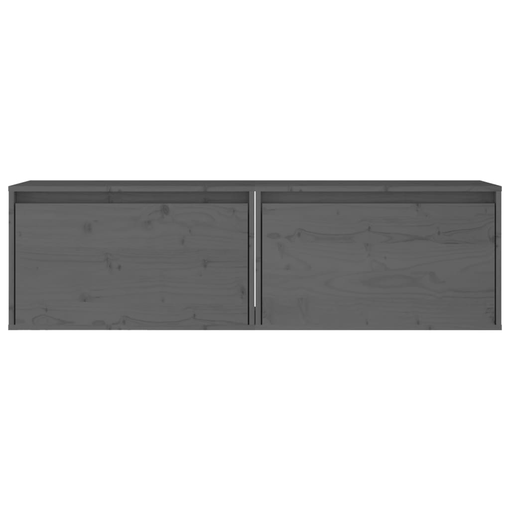 vidaXL Wall Cabinets 2 pcs Gray 23.6"x11.8"x13.8" Solid Pinewood