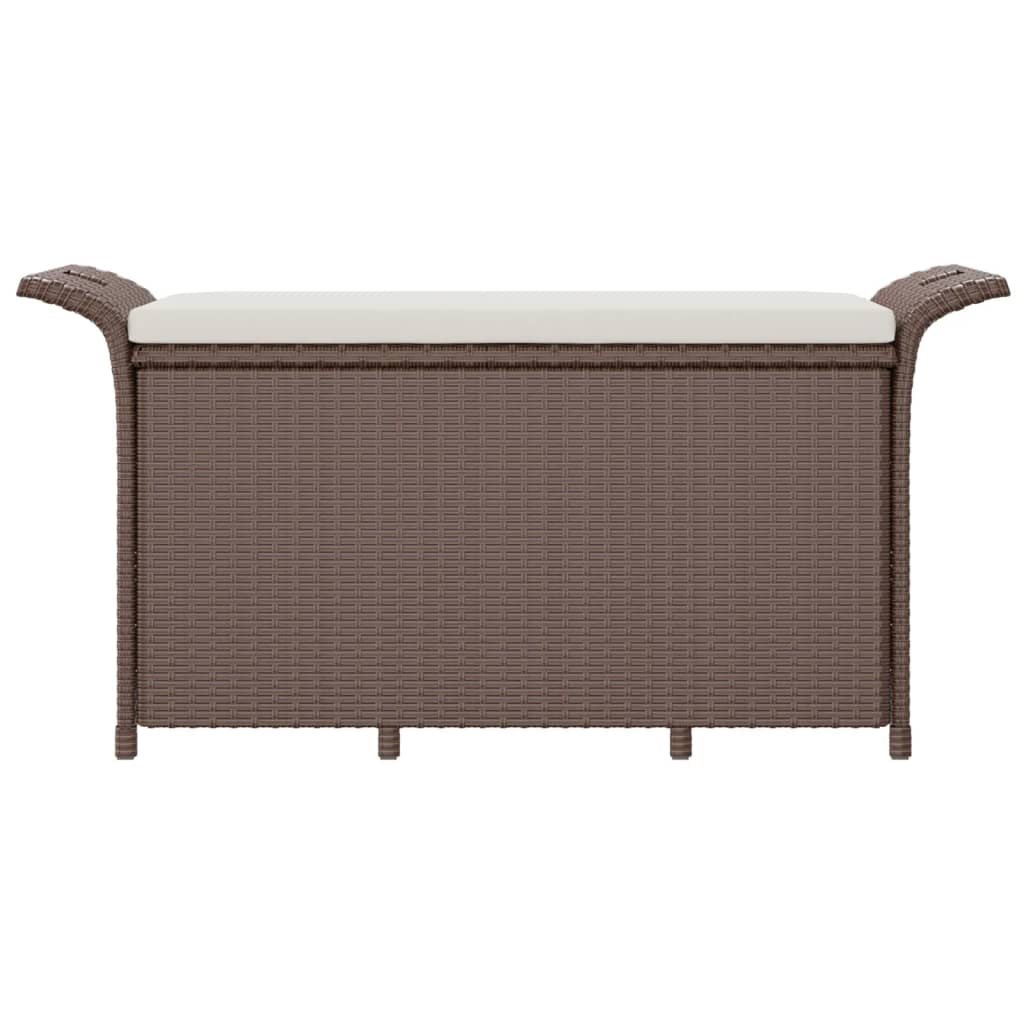 vidaXL Patio Bench with Cushion Brown 45.7"x18.1"x22.4" Poly Rattan