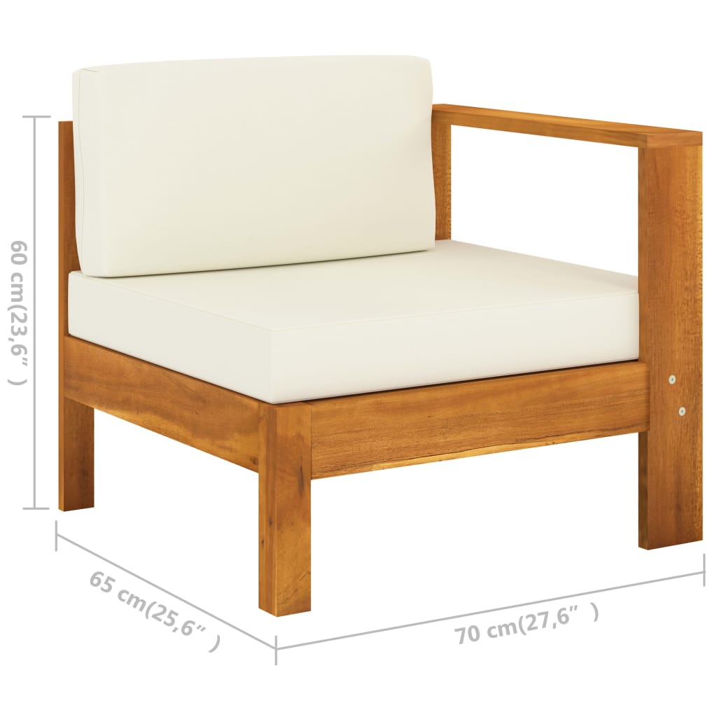 vidaXL 8 Piece Patio Lounge Set with Cream White Cushions Acacia Wood