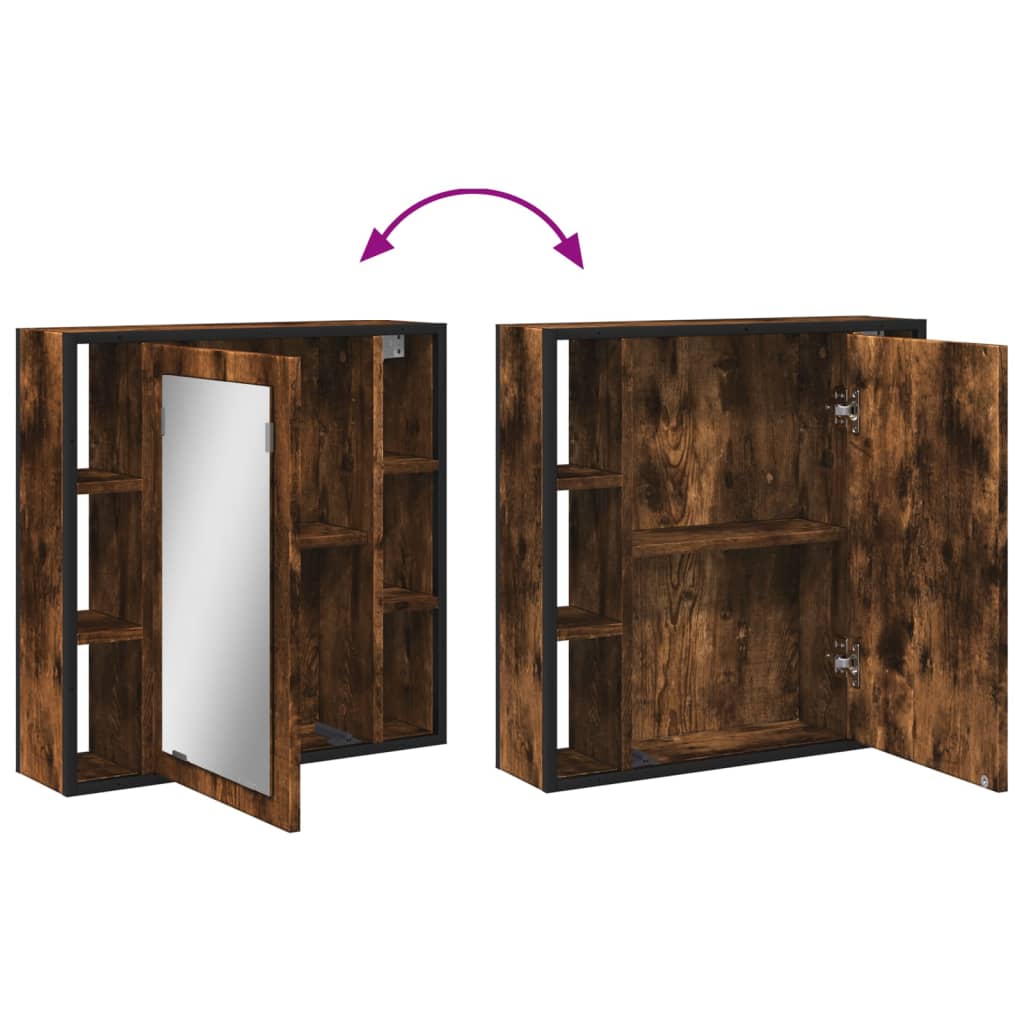vidaXL Bathroom Mirror Cabinet Smoked Oak 23.6"x6.3"x23.6" Engineered Wood