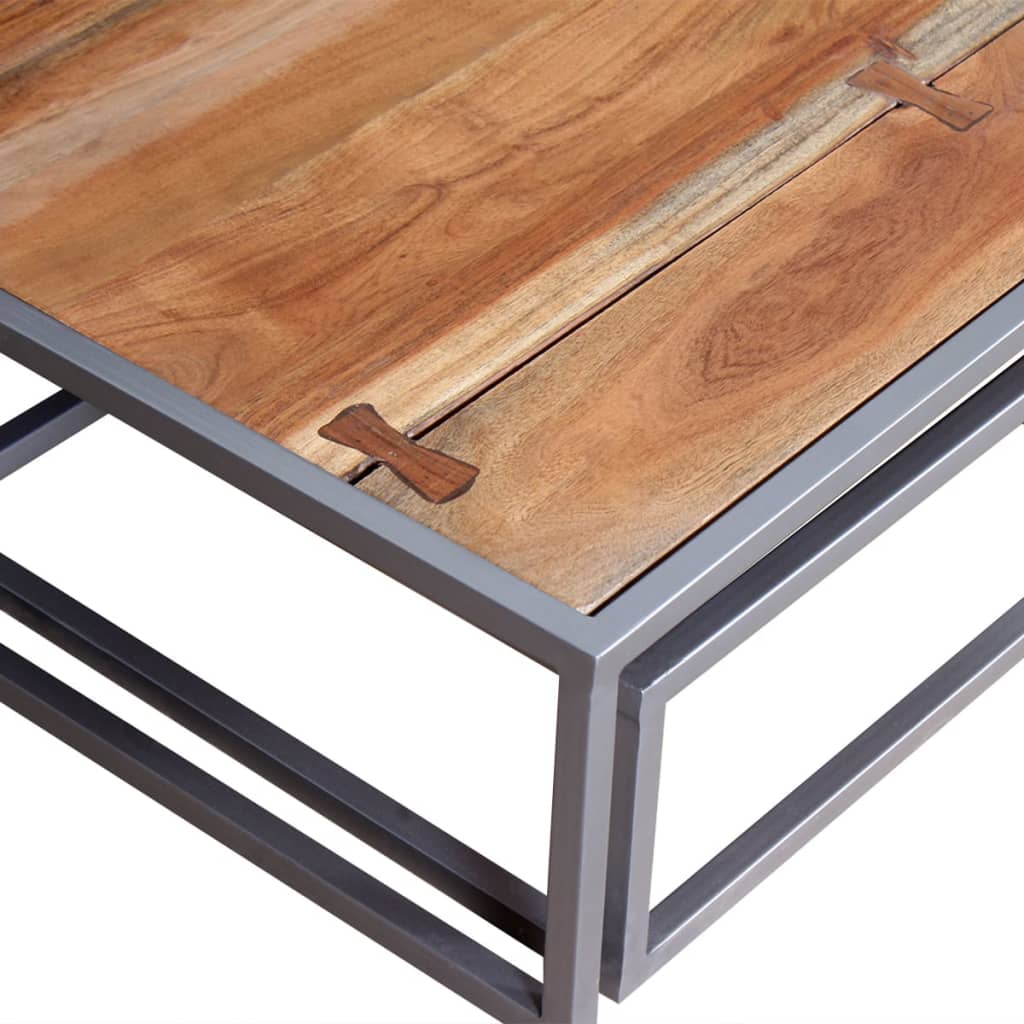 vidaXL Two Piece Coffee Table Set Solid Acacia Wood