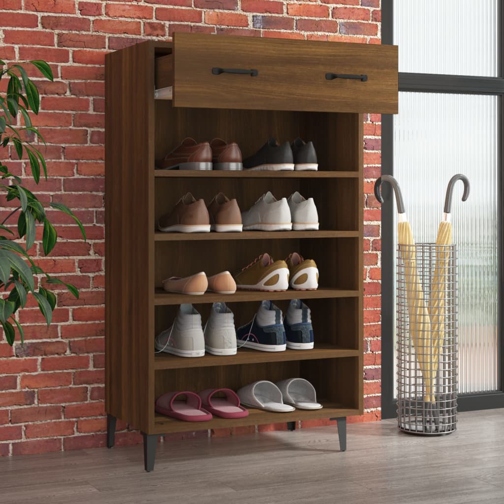 vidaXL Shoe Cabinet Brown Oak 23.6"x13.8"x41.3" Engineered Wood