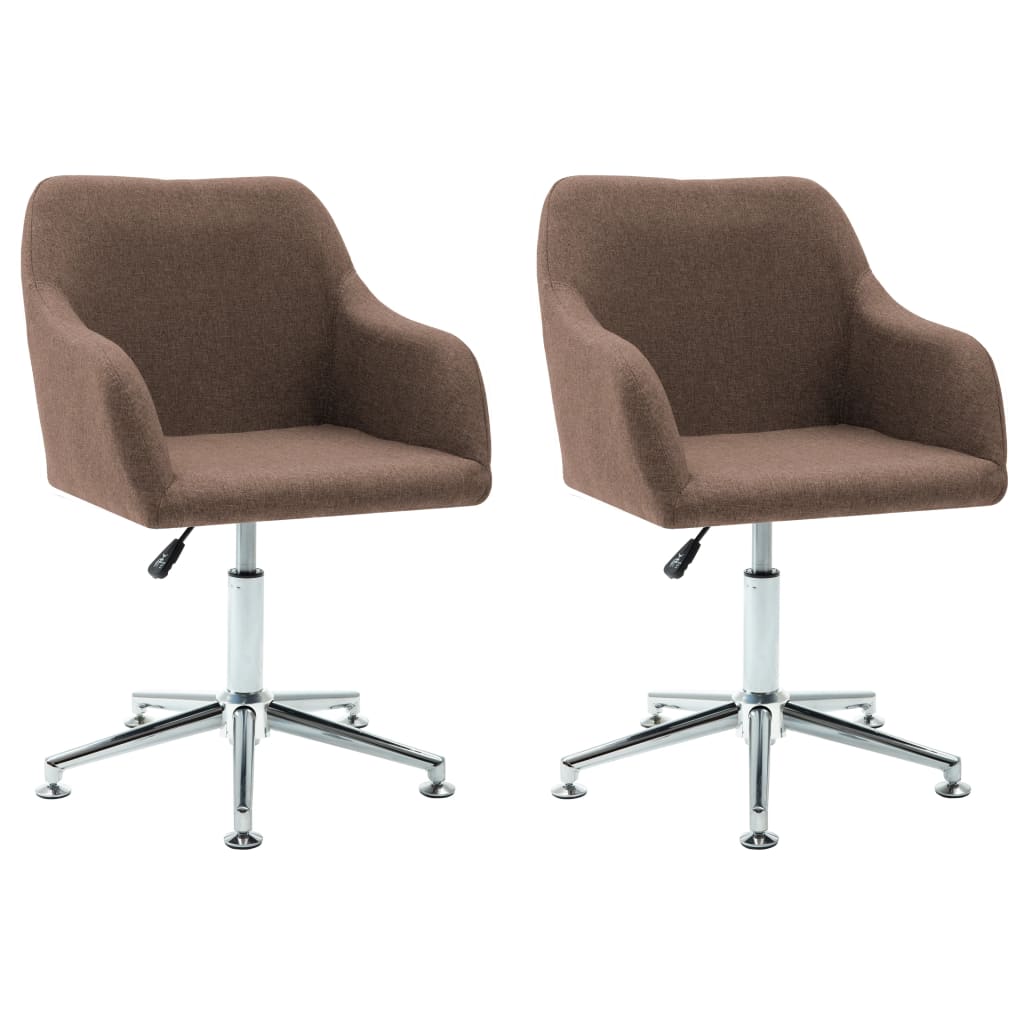 vidaXL Swivel Dining Chairs 2 pcs Brown Fabric