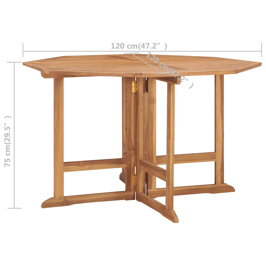 vidaXL 5 Piece Folding Patio Dining Set Solid Teak Wood