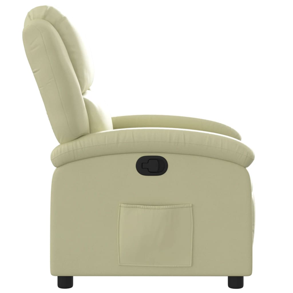 vidaXL Recliner Chair Cream Real Leather
