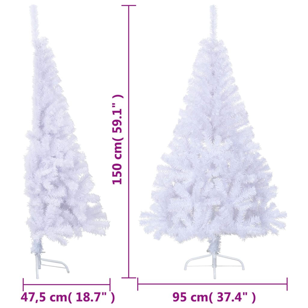 vidaXL Artificial Half Christmas Tree with Stand White 59" PVC