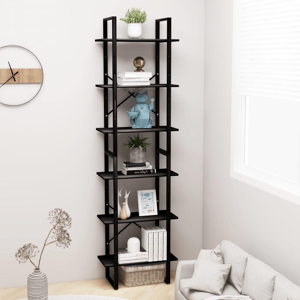 vidaXL Storage Shelf Black 23.6"x11.8"x82.7" Engineered Wood