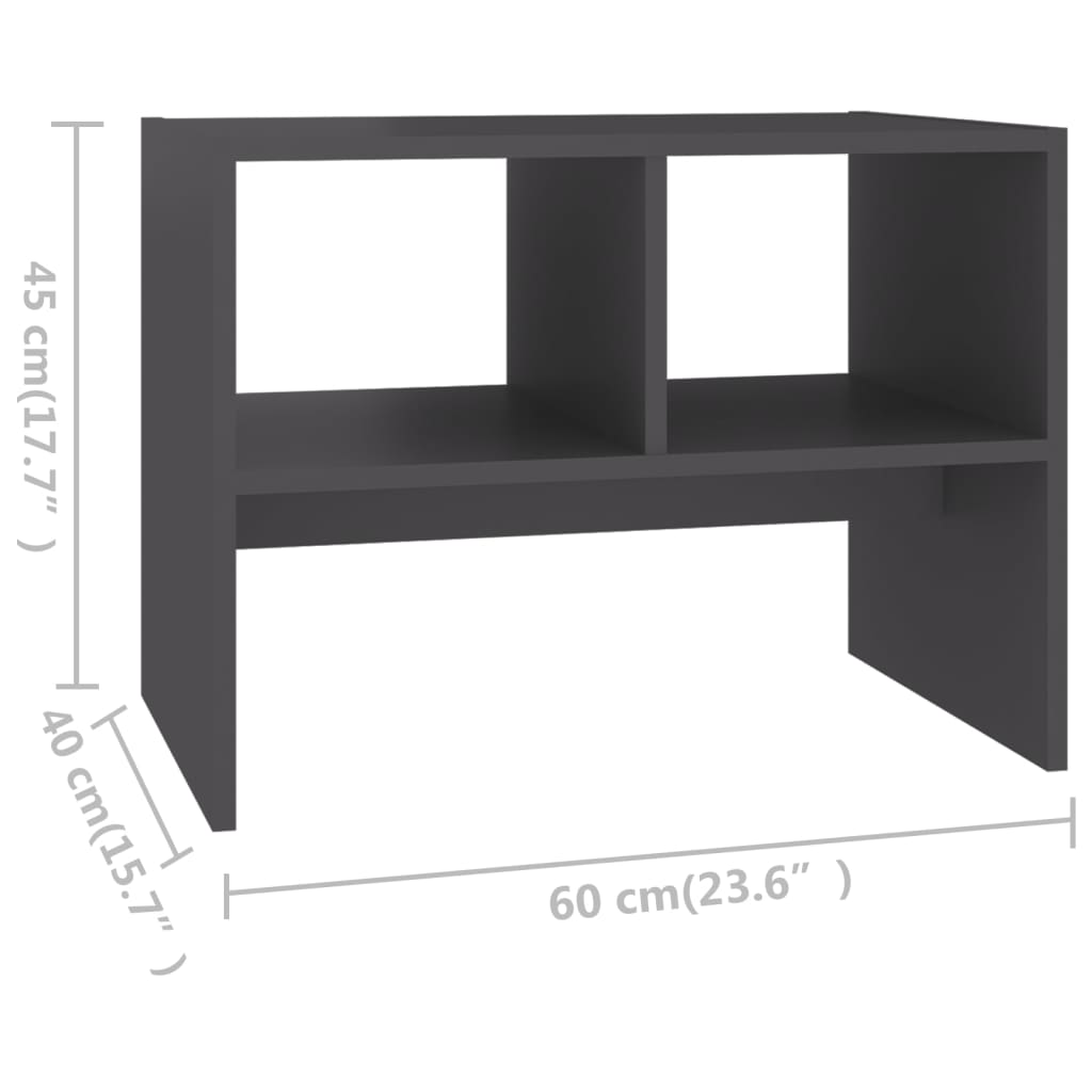 vidaXL Side Table Gray 23.6"x15.7"x17.7" Engineered Wood