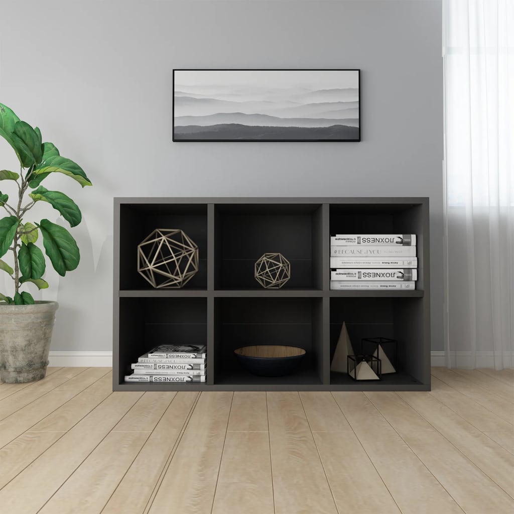 vidaXL Book Cabinet/Sideboard Gray 26"x11.8"x38.5" Engineered Wood