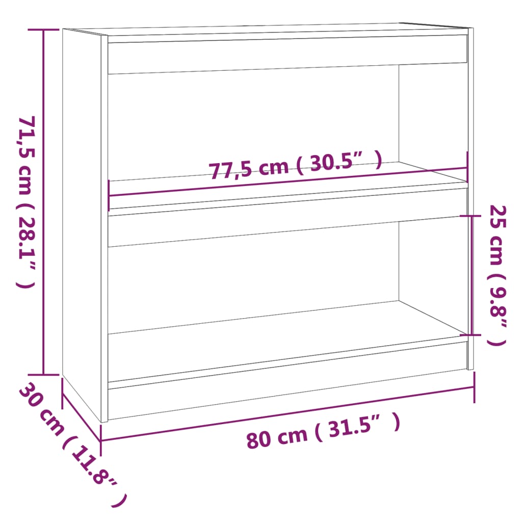 vidaXL Book Cabinet/Room Divider Black 31.5"x11.8"x28.1" Solid Wood Pine