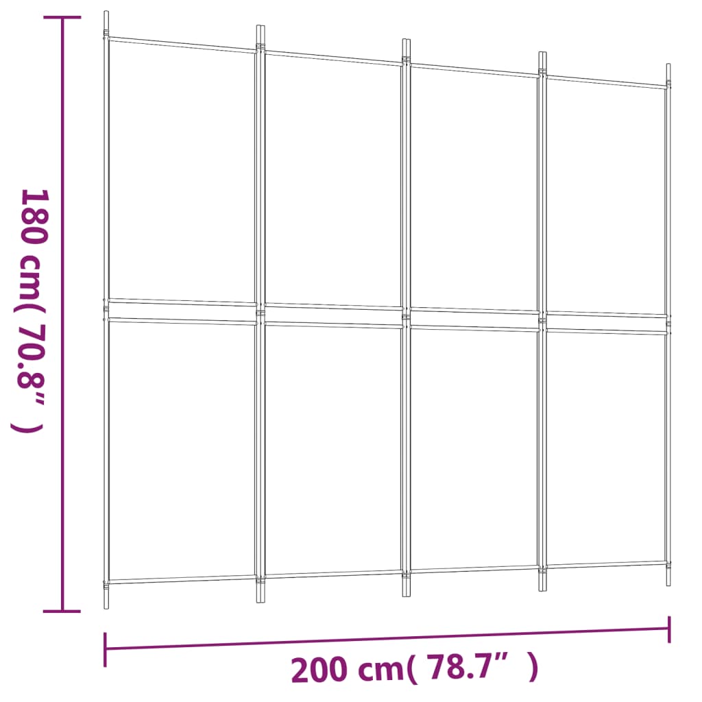 vidaXL 4-Panel Room Divider Brown 78.7"x70.9" Fabric