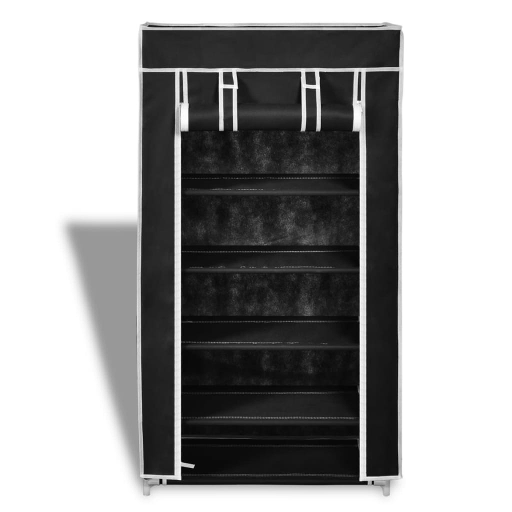 Fabric Shoe Cabinet with Cover 23" x 11" x 42" Black