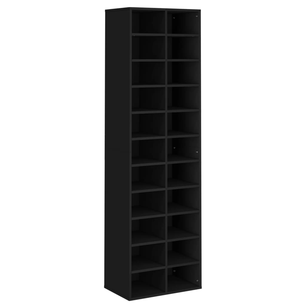 vidaXL Shoe Cabinet Black 21.3"x13.4"x72" Engineered Wood