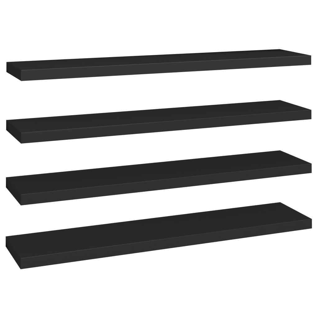 vidaXL Floating Wall Shelves 4 pcs Black 47.2"x9.3"x1.5" MDF