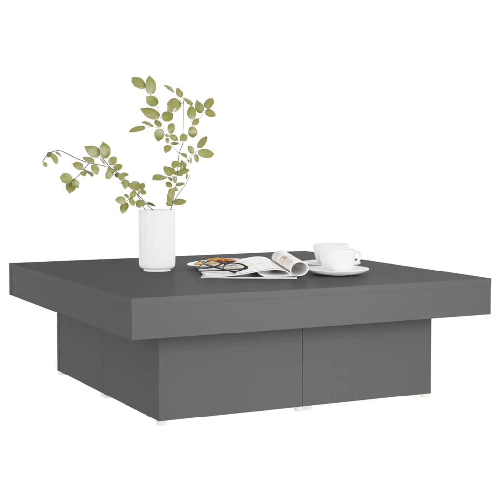 vidaXL Coffee Table Gray 35.4"x35.4"x11" Engineered Wood