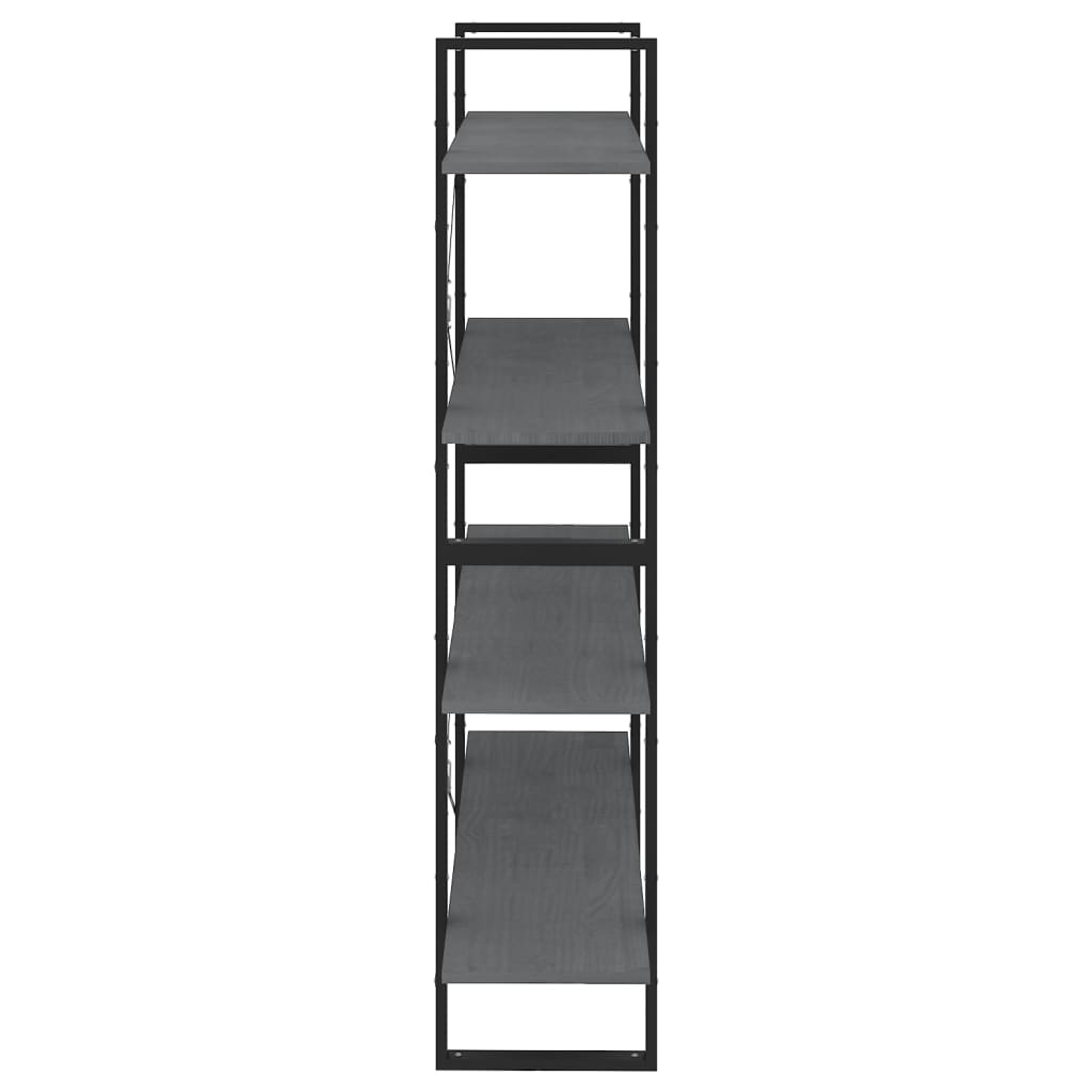 vidaXL 4-Tier Book Cabinet Gray 39.4"x11.8"x55.1" Solid Pine Wood