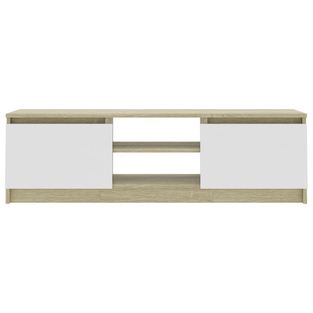vidaXL TV Stand White and Sonoma Oak 47.2"x11.8"x14" Engineered Wood