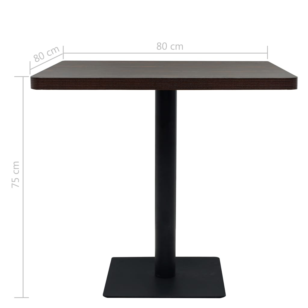 vidaXL Bistro Table MDF and Steel Square 31.5"x31.5"x29.5" Dark Ash