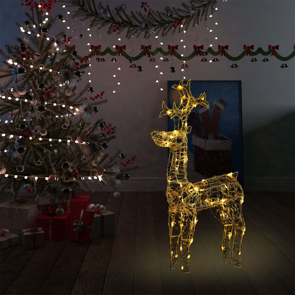 vidaXL Reindeer Christmas Decoration 90 LEDs 2x1x3 ft Acrylic