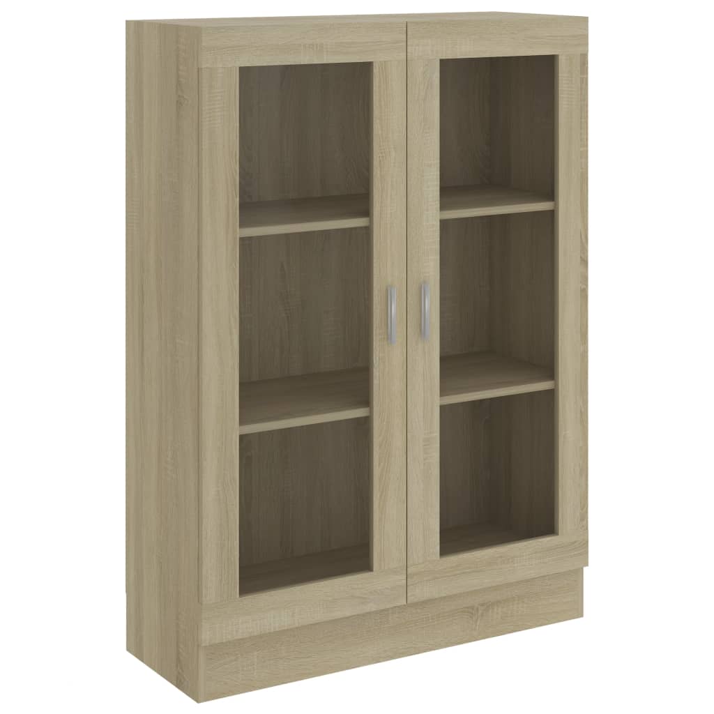 vidaXL Vitrine Cabinet Sonoma Oak 32.5"x12"x45.3" Engineered Wood