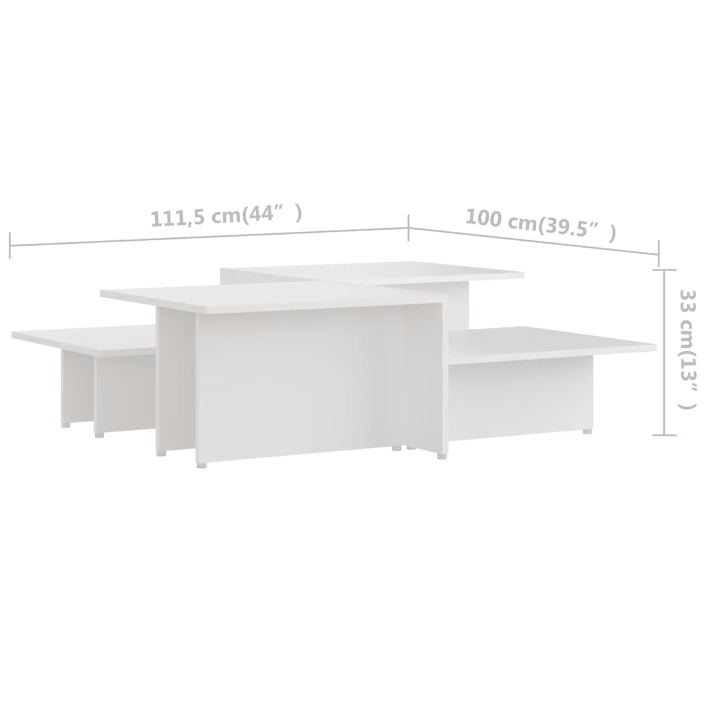 vidaXL Coffee Tables 2 pcs White 43.9"x19.7"x13" Engineered Wood