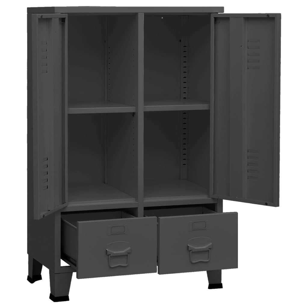 vidaXL Industrial Wardrobe Anthracite 26.4"x13.8"x42.1" Steel