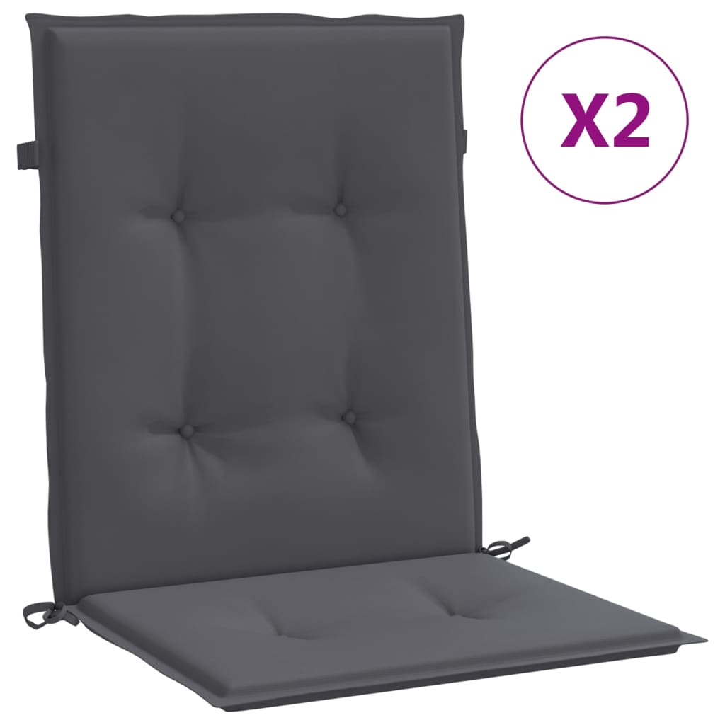 vidaXL Garden Lowback Chair Cushions 2 pcs Anthracite 39.4"x19.7"x1.2" Oxford Fabric