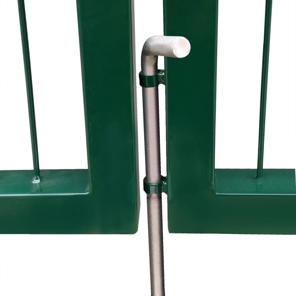vidaXL Garden Fence Gate with Posts 137.8"x39.4" Steel Green