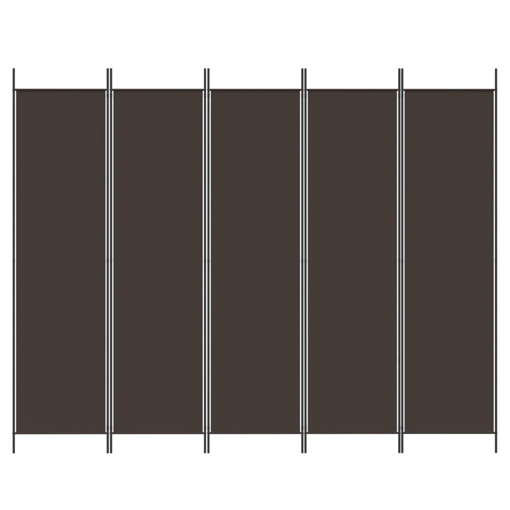 vidaXL 5-Panel Room Divider Brown 98.4"x78.7" Fabric