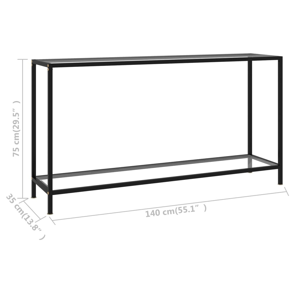 vidaXL Console Table Transparent 55.1"x13.8"x29.5" Tempered Glass