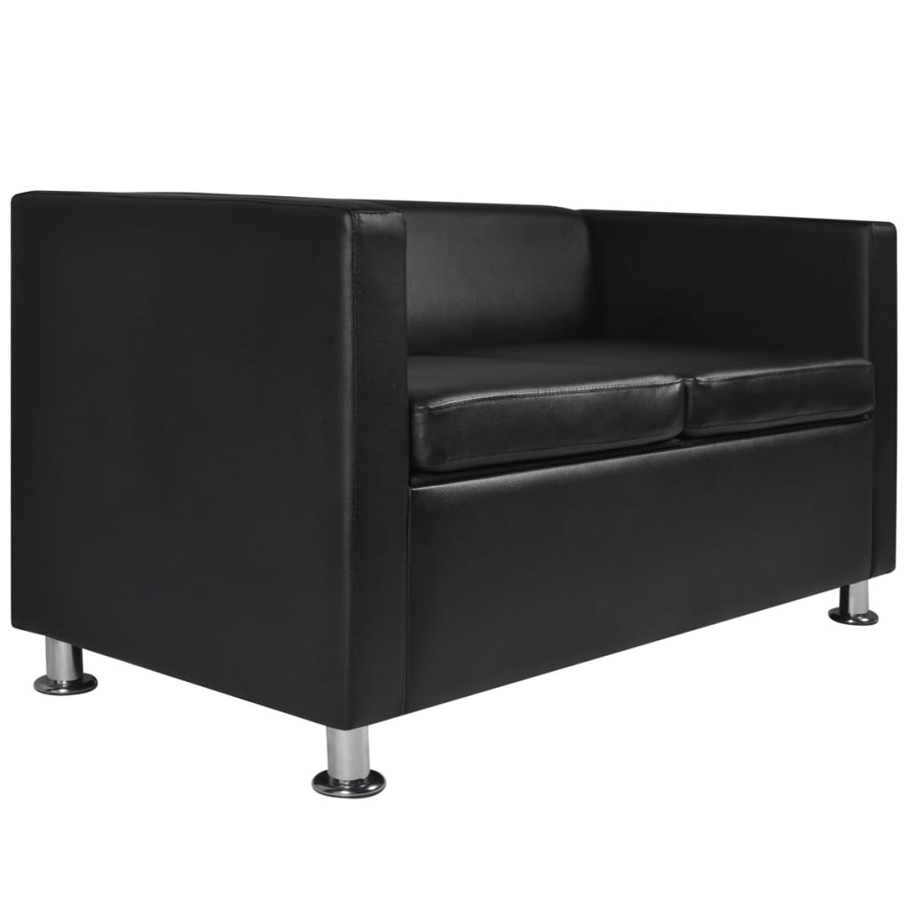 vidaXL Sofa 2-Seater Artificial Leather Black