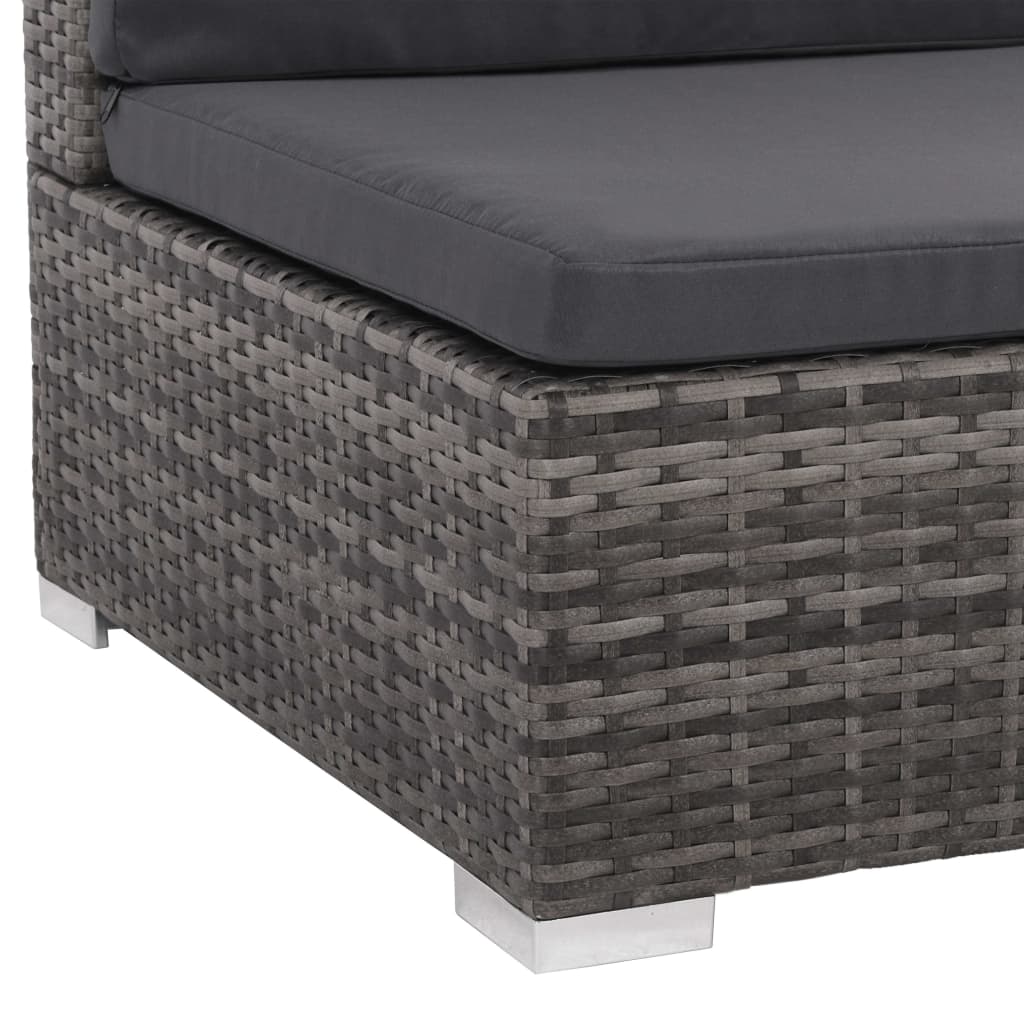 vidaXL 8 Piece Patio Lounge Set with Cushions Poly Rattan Gray