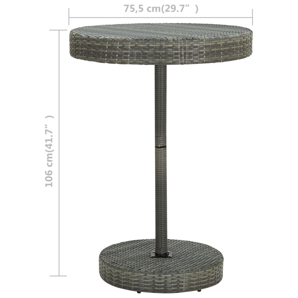 vidaXL Patio Table Gray 29.7"x41.7" Poly Rattan